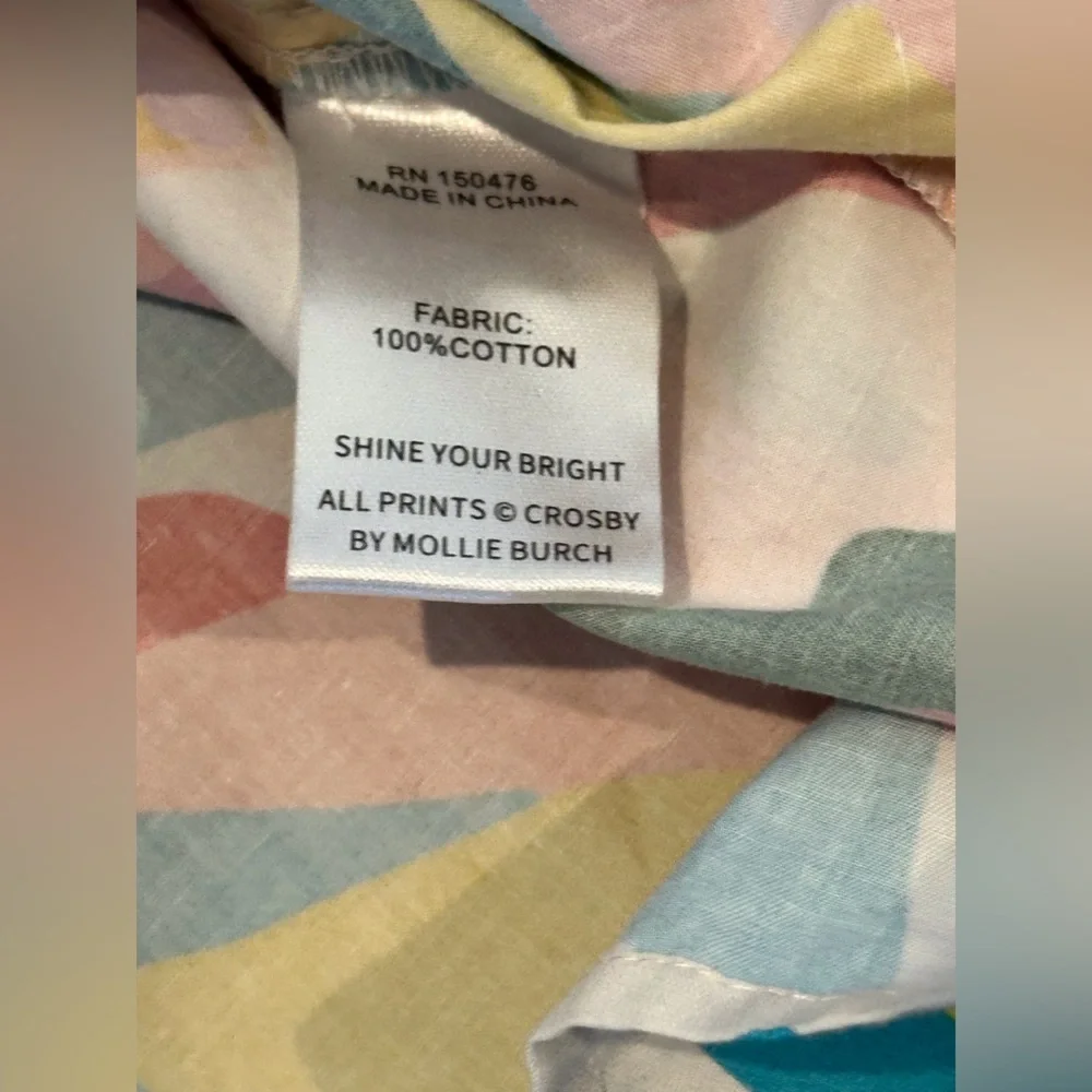 CROSBY by Mollie Burch Blakely Multicolored Ruffle Peplum Top Size Small